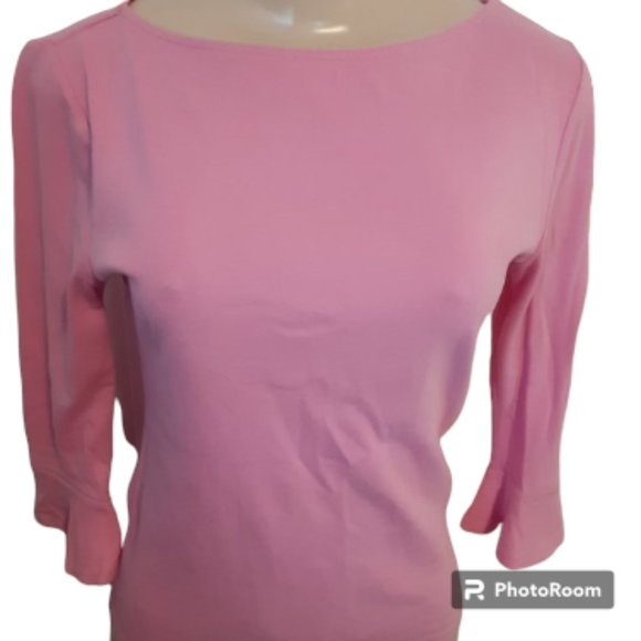 Lauren Ralph Lauren 3/4 sleeve boat neck pink blouse - Picture 2 of 10